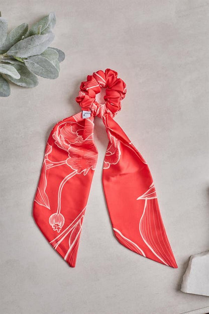 Tailed Carmine Scrunchie