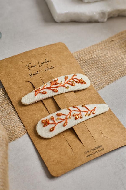 L Tile Bead Embroidered Crochet Clips