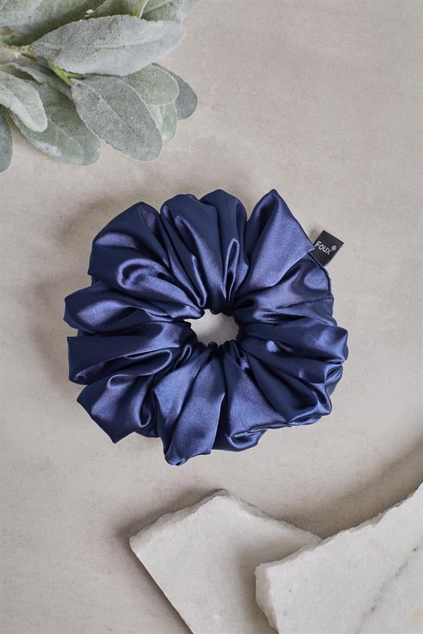 Navy Blue Drawstring Scrunchie