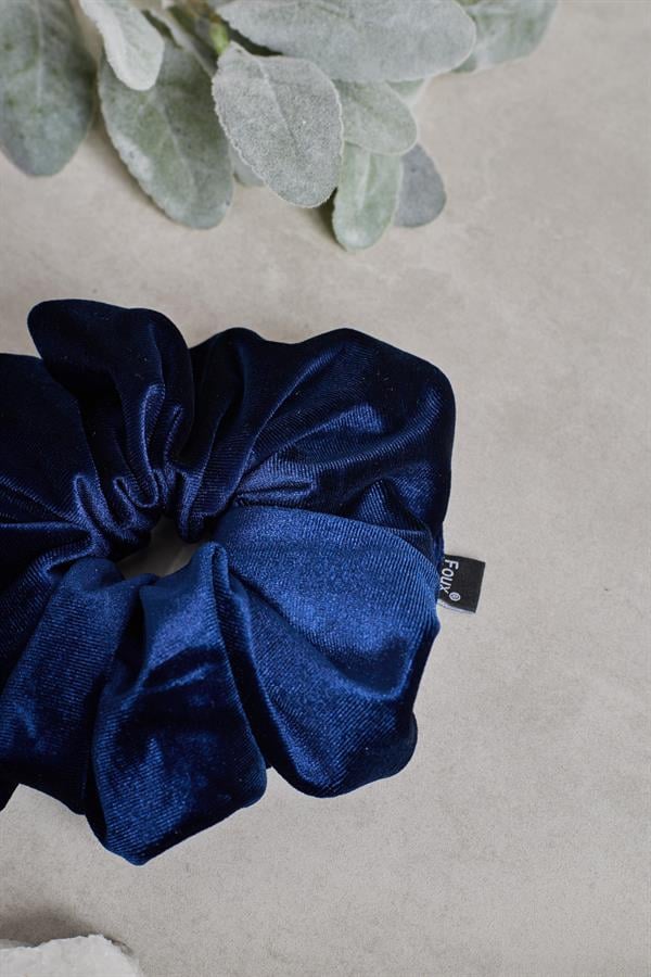 Navy Blue Velvet Scrunchie