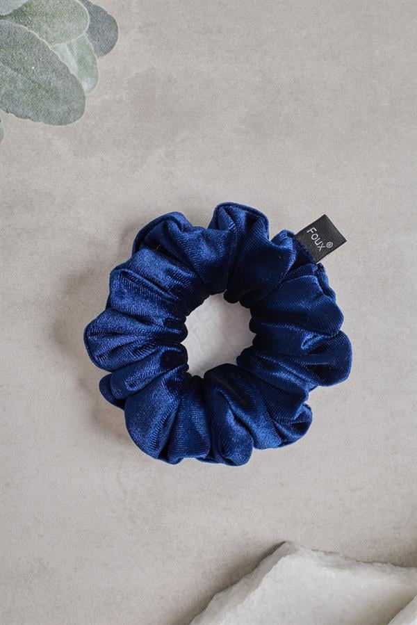 Navy Blue Velvet Small Scrunchie