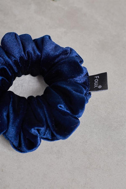 Navy Blue Velvet Small Scrunchie