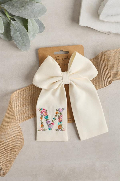 Letter Hand Embroidered Bow Tie