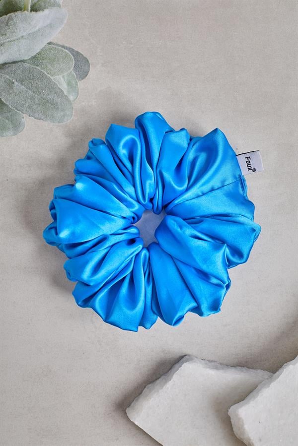 Blue Drawstring Scrunchie