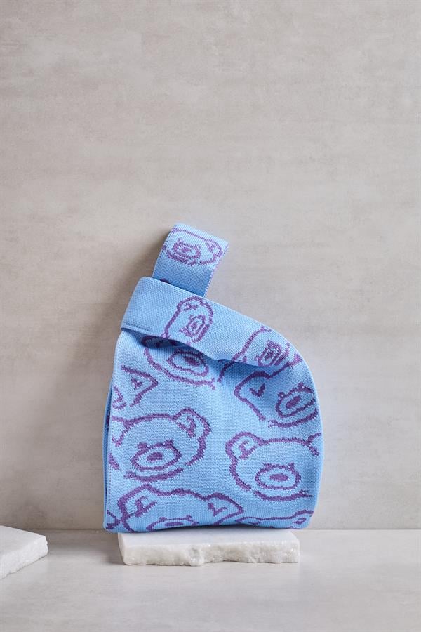 Purple dy Bear Knitted Tote Bag