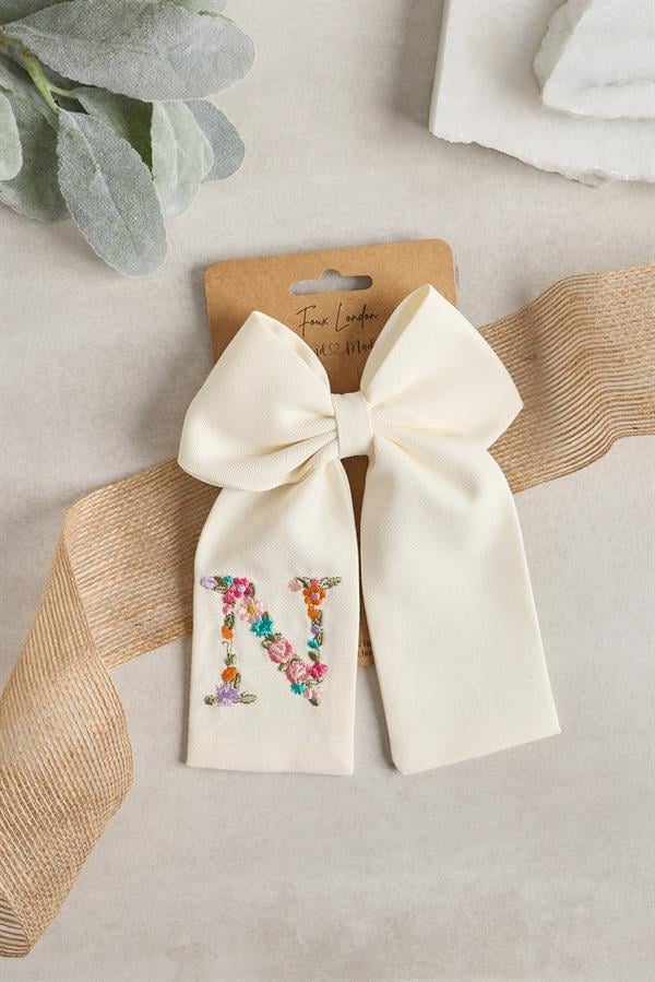 N Embroidered Bow Tie