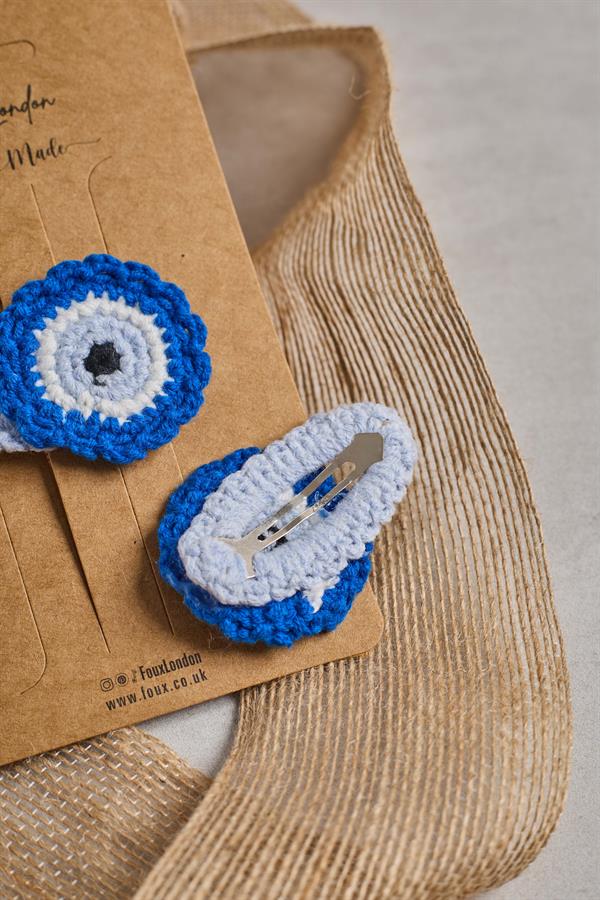 Evil Eye Bead Crochet Clips