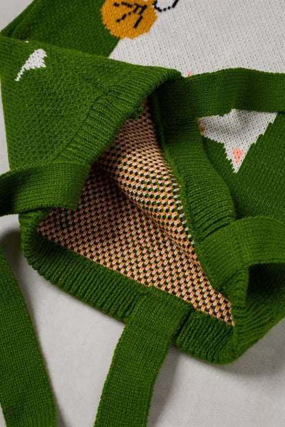 Duck And Cat Knitted Tote Bag