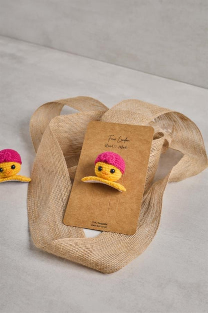 Pink Hat Chick Crochet Clips
