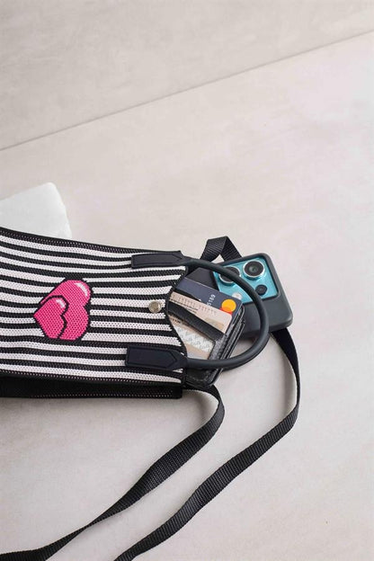 Pink Striped Heart Bag