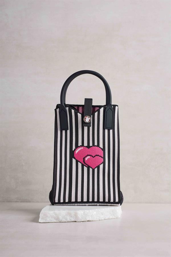 Pink Striped Heart Bag