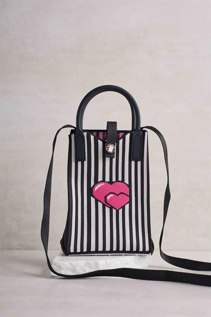 Pink Striped Heart Bag