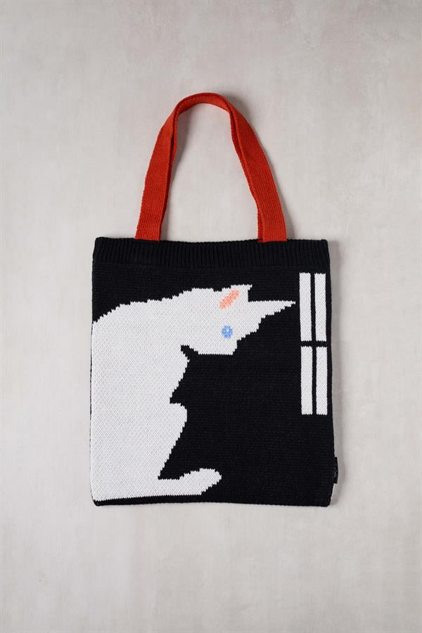 Cat in the Window Knitted Tote Bag