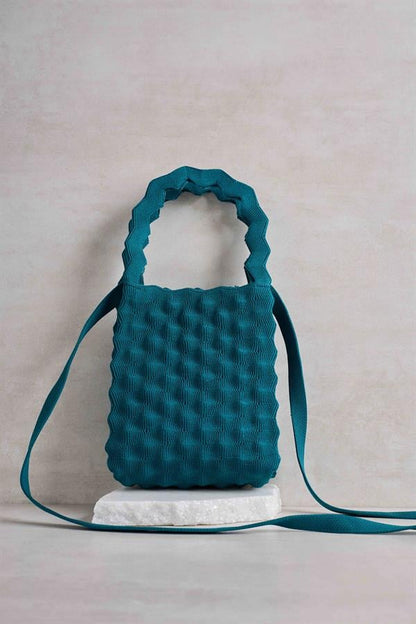 Petrol Green Bubble Knitted Bag