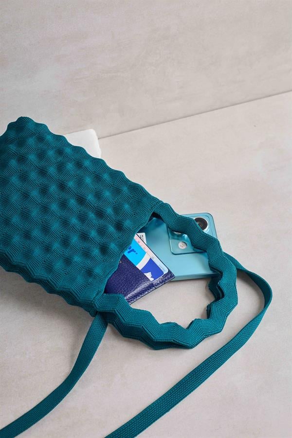Petrol Green Bubble Knitted Bag