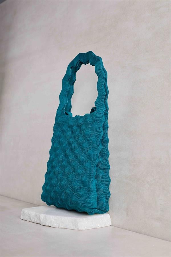 Petrol Green Bubble Knitted Bag
