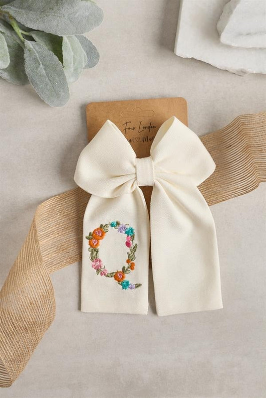 Q Embroidered Bow Tie