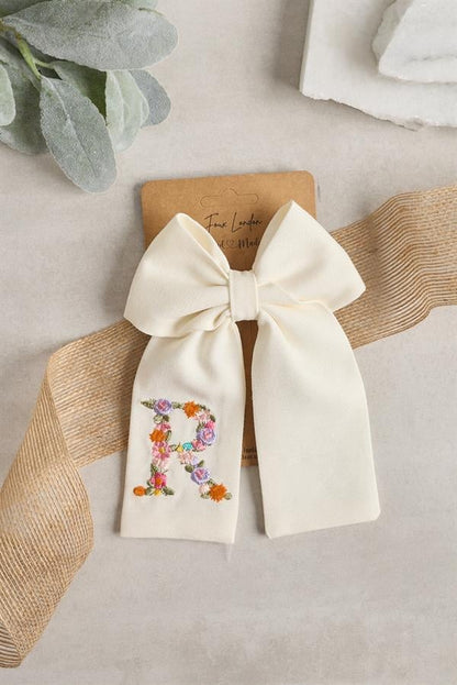 Letter Hand Embroidered Bow Tie