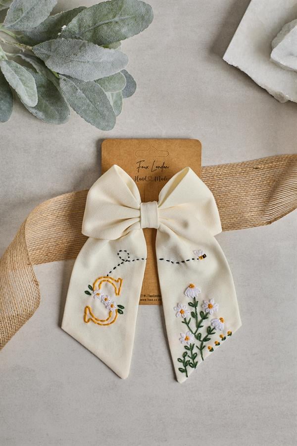 S Embroidered Bee Bow Tie