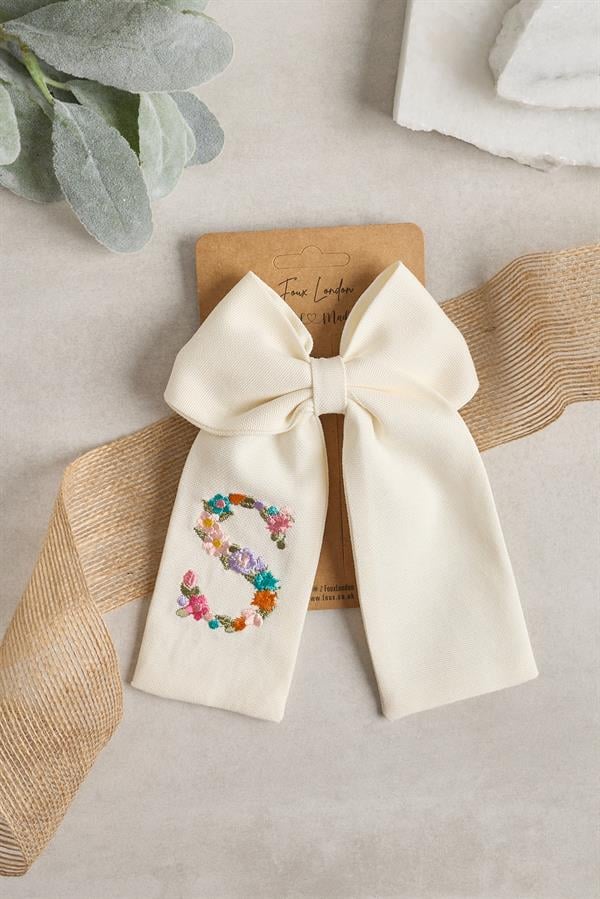 S Embroidered Bow Tie