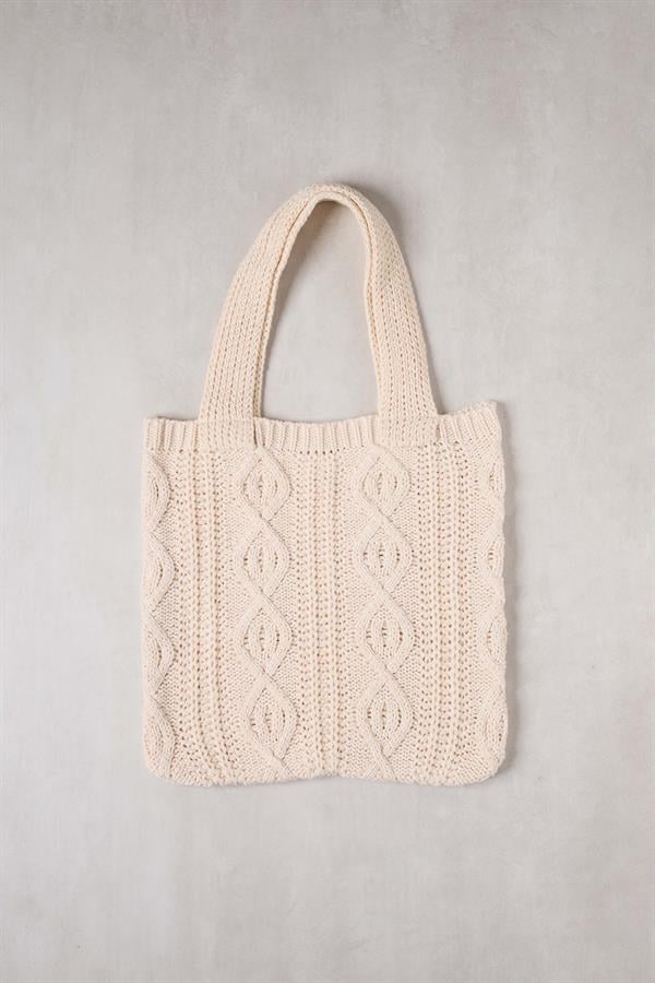 Braid Cream Knitted Tote Bag