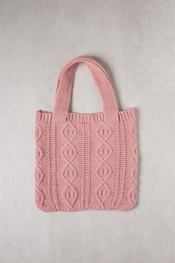 Braid Pink Knitted Tote Bag