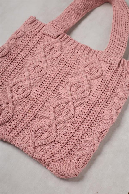 Braid Pink Knitted Tote Bag