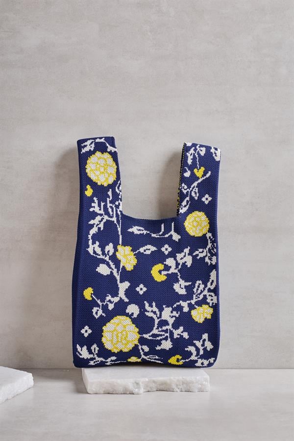 Yellow Chrysanthemum Knitted Tote Bag