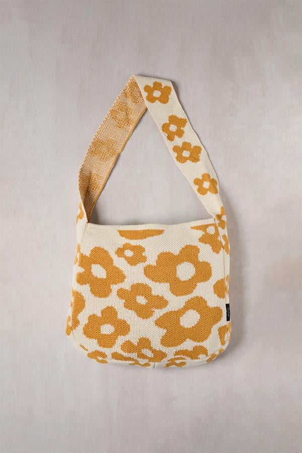 Yellow Daisy Knitted Tote Bag