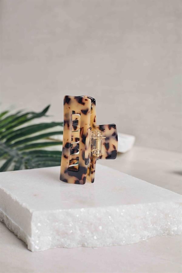 Std Rectangular Leopard Acetate Claw