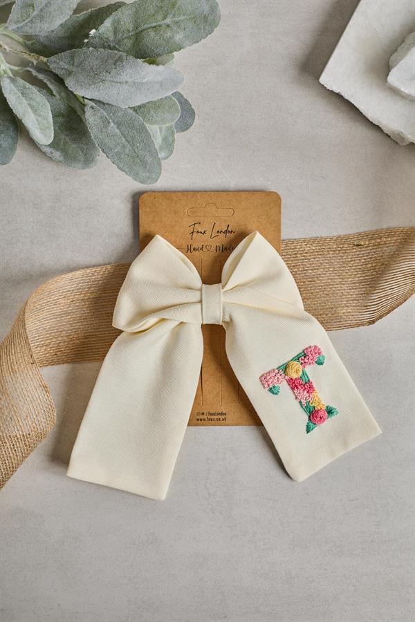 T Embroidered Bow Tie