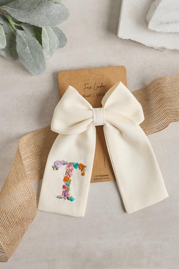 T Embroidered Bow Tie