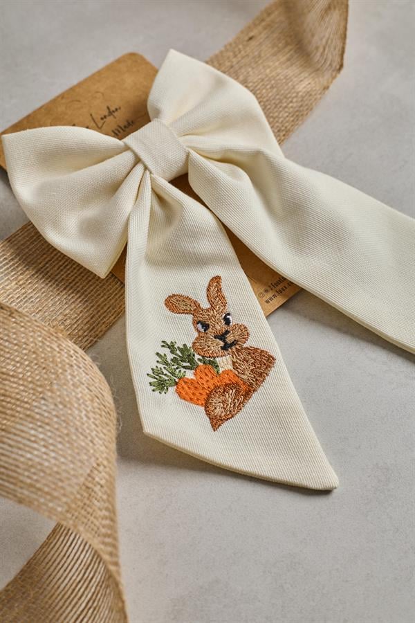 Rabbit Embroidery Bow Tie