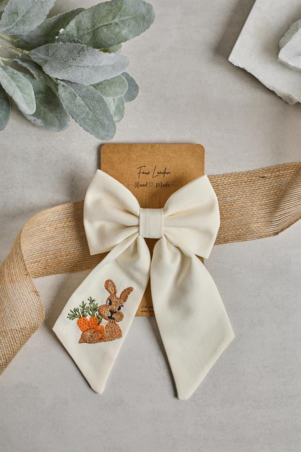 Rabbit Embroidery Bow Tie