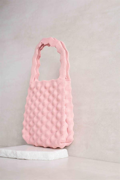 Dusty Pink Bubble Knitted Bag