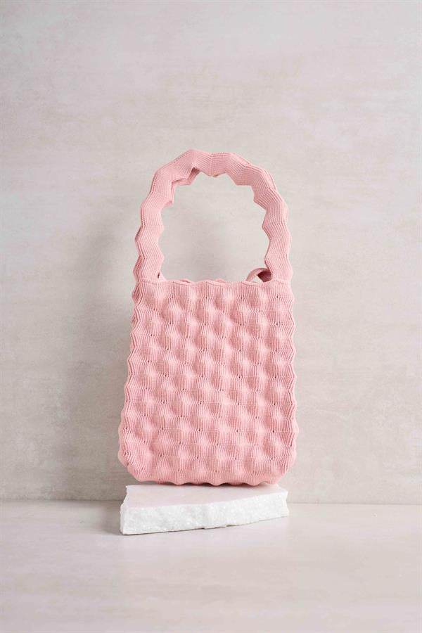 Dusty Pink Bubble Knitted Bag