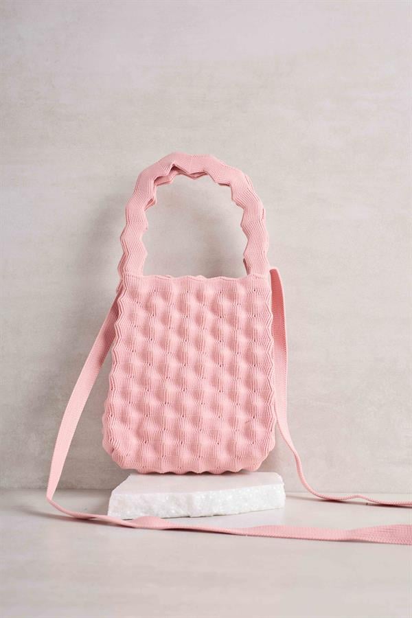Dusty Pink Bubble Knitted Bag