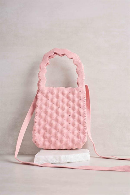Dusty Pink Bubble Knitted Bag