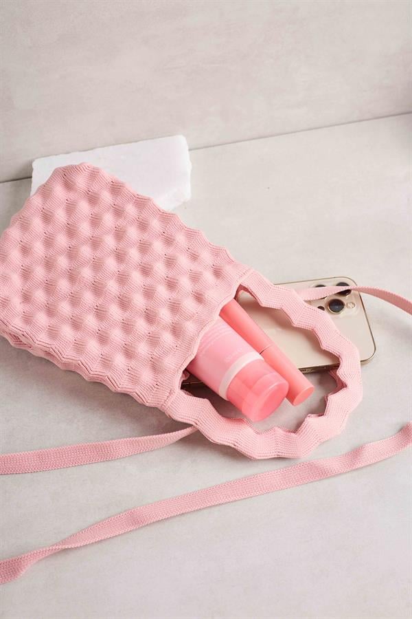Dusty Pink Bubble Knitted Bag