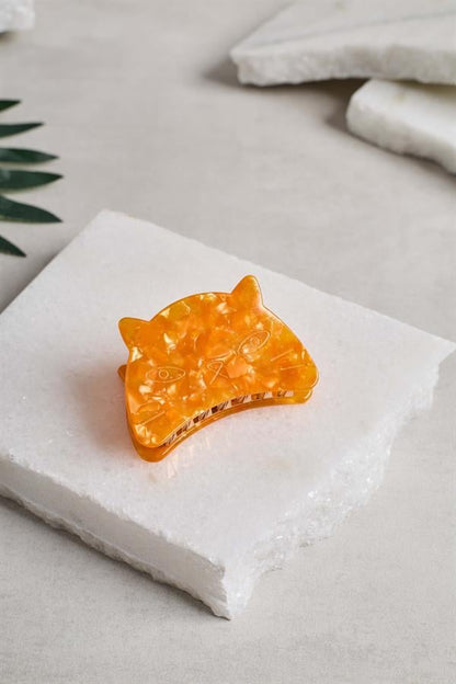 Orange Cat Acetate Claw Clasp