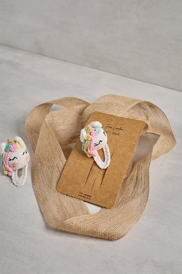 Unicorn 3D Crochet Clips