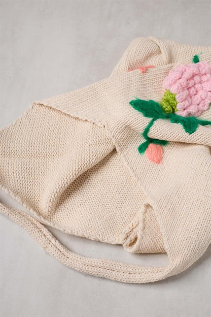 Grape Embroidered Knitted Bag