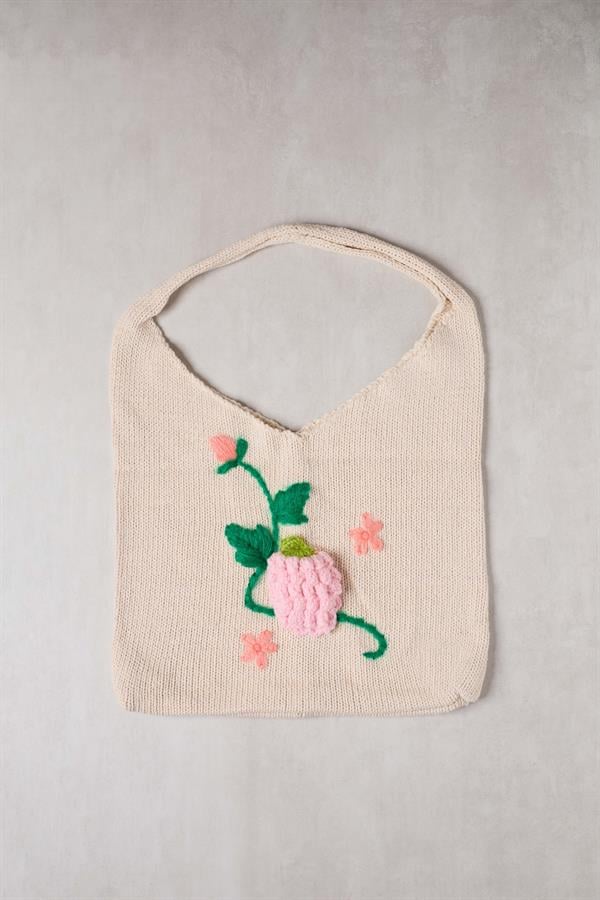 Grape Embroidered Knitted Bag