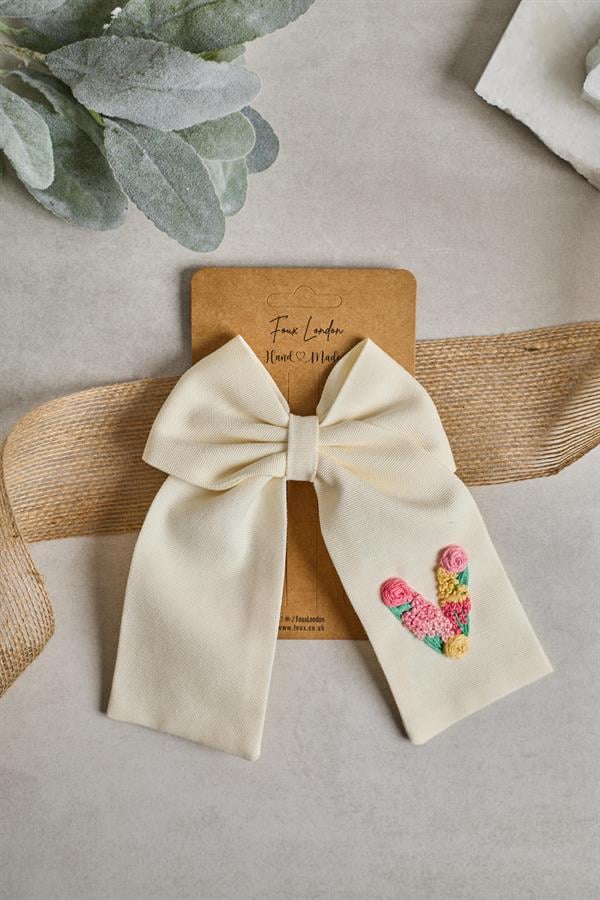 V Embroidered Bow Tie