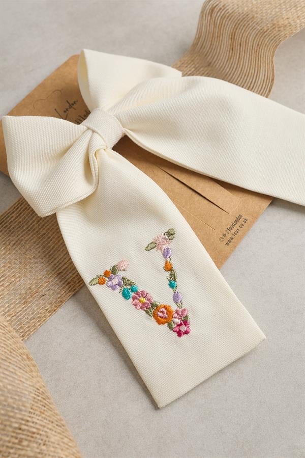 V Embroidered Bow Tie