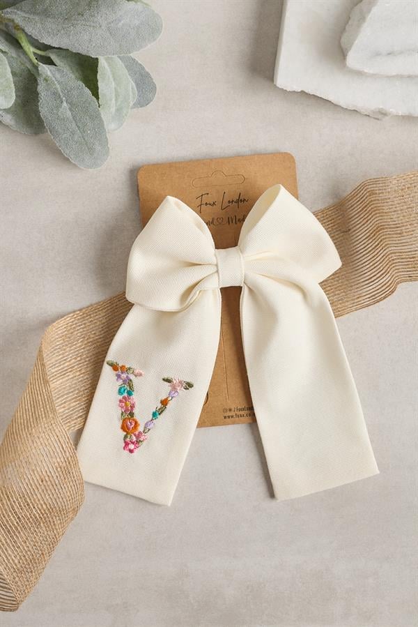 V Embroidered Bow Tie