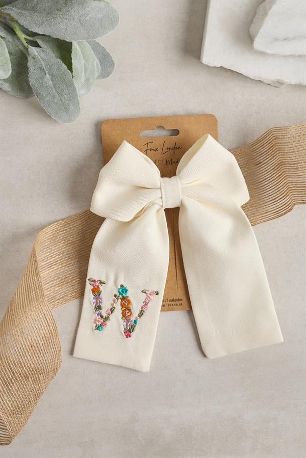 W Embroidered Bow Tie