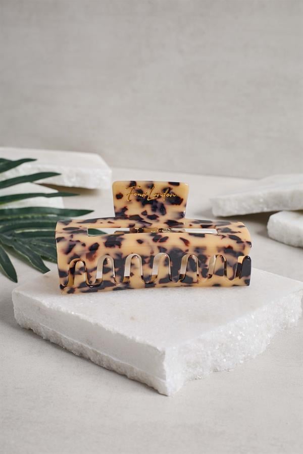 XL Rectangular Leopard Acetate Claw