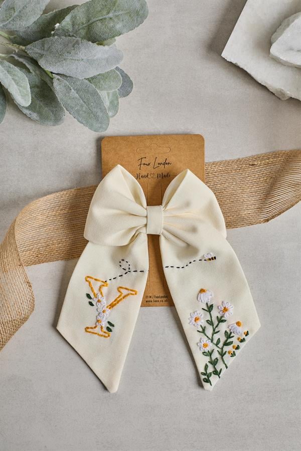 Y Embroidered Bee Bow Tie