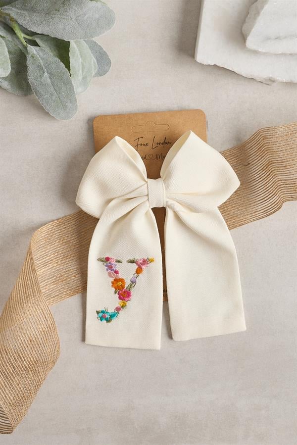 Letter Hand Embroidered Bow Tie